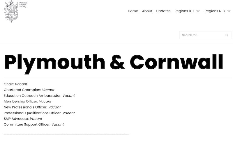 PFS Plymouth & Cornwall Regional Committee vacancies